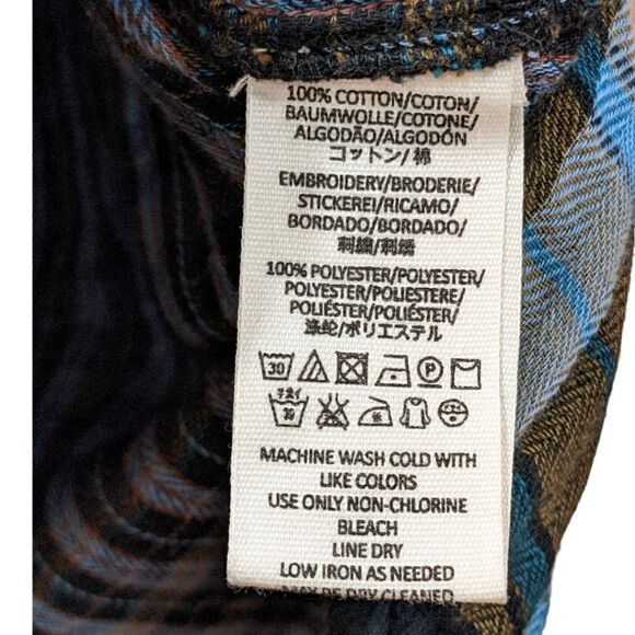 Free People Women's Western Plaid Ruffle Cotton Casual Button Down Shirt Sz XS - Picture 6 of 6